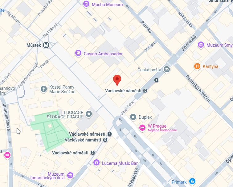 Mapa lokace sídla v Praze